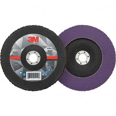 3M - 7" Disc Diam, 7/8" Center Hole, Type 29 Ceramic Flap Disc - 8,600 Max RPM, Fiberglass Backing, Arbor Attaching System, Coated - Americas Industrial Supply