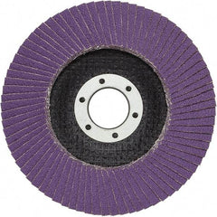 3M - 4-1/2" Disc Diam, 7/8" Center Hole, Type 29 Ceramic Flap Disc - 13,300 Max RPM, Fiberglass Backing, Arbor Attaching System, Coated - Americas Industrial Supply