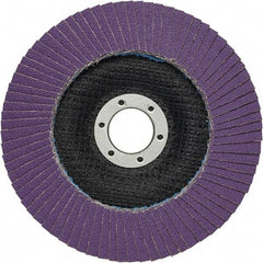 3M - 4-1/2" Disc Diam, 7/8" Center Hole, Type 27 Ceramic Flap Disc - 13,300 Max RPM, Fiberglass Backing, Arbor Attaching System, Coated - Americas Industrial Supply