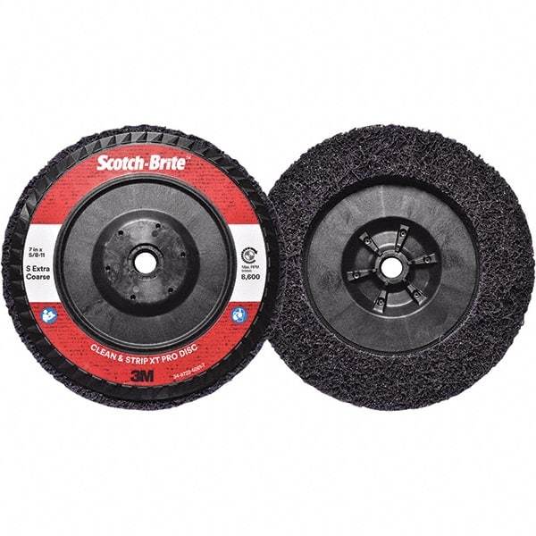 3M - 7" Extra Coarse Grade Silicon Carbide Deburring Disc - 5/8-11 Threaded Center Hole, Quick Change Connection, Purple, 8,600 Max RPM - Americas Industrial Supply