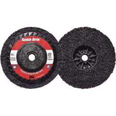 3M - 5" Extra Coarse Grade Silicon Carbide Deburring Disc - 5/8-11 Threaded Center Hole, Quick Change Connection, Purple, 12,000 Max RPM - Americas Industrial Supply