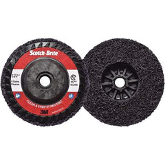 3M - 4-1/2" Extra Coarse Grade Silicon Carbide Deburring Disc - 5/8-11 Threaded Center Hole, Quick Change Connection, Purple, 13,300 Max RPM - Americas Industrial Supply