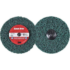 3M - 4" Extra Coarse Grade Aluminum Oxide Deburring Disc - 1/2" Center Hole, Quick Change Connection, Green, 12,000 Max RPM - Americas Industrial Supply