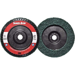 3M - 7" Extra Coarse Grade Aluminum Oxide Deburring Disc - 7/8" Center Hole, Quick Change Connection, Green, 8,600 Max RPM - Americas Industrial Supply