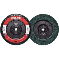 3M - 7" Extra Coarse Grade Aluminum Oxide Deburring Disc - 5/8-11 Threaded Center Hole, Quick Change Connection, Green, 8,600 Max RPM - Americas Industrial Supply