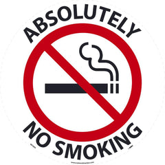 NMC - Adhesive Backed Floor Signs; Message Type: Security & Admittance ; Graphic Type: No Smoking ; Message or Graphic: Message & Graphic ; Legend: Absolutely No Smoking ; Color: Black; Red; White ; Special Color Properties: No Special Properties - Exact Industrial Supply