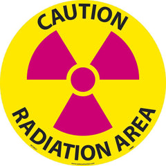 NMC - Adhesive Backed Floor Signs; Message Type: Accident Prevention ; Graphic Type: Radiation Symbol ; Message or Graphic: Message & Graphic ; Legend: Caution Radiation Area ; Color: Black; Magenta; Yellow ; Special Color Properties: No Special Properti - Exact Industrial Supply