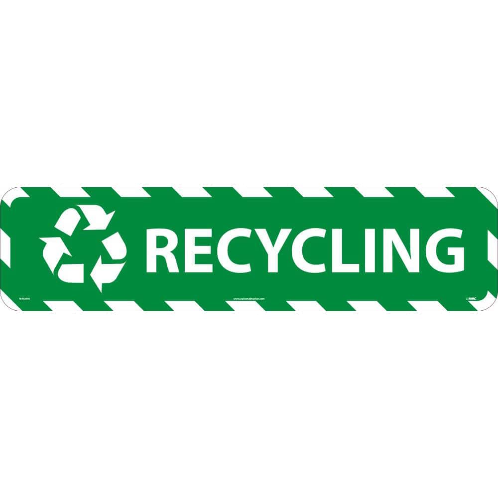 NMC - Adhesive Backed Floor Signs; Message Type: Restroom, Janitorial & Housekeeping ; Graphic Type: Recycling ; Message or Graphic: Message & Graphic ; Legend: Recycling ; Color: Green; White ; Special Color Properties: No Special Properties - Exact Industrial Supply