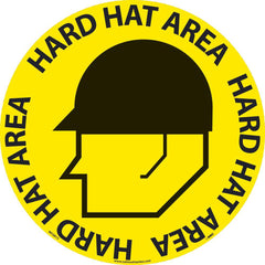 NMC - Adhesive Backed Floor Signs; Message Type: Accident Prevention ; Graphic Type: Head in Hard Hat ; Message or Graphic: Message & Graphic ; Legend: Hard Hat Area ; Color: Black; Yellow ; Special Color Properties: No Special Properties - Exact Industrial Supply