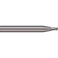 Micro 100 - Ball End Mills; Mill Diameter (Decimal Inch): 0.0313 ; Number of Flutes: 3 ; Length of Cut (mm): 1.2000 ; Length of Cut (Inch): 3/64 ; Length of Cut (Decimal Inch): 0.0470 ; Material: Solid Carbide - Exact Industrial Supply