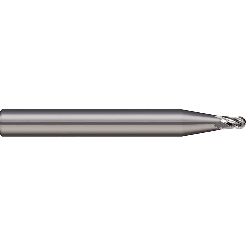 Micro 100 - Ball End Mills; Mill Diameter (Inch): 1/16 ; Mill Diameter (Decimal Inch): 0.0625 ; Number of Flutes: 3 ; Length of Cut (Inch): 3/32 ; Length of Cut (Decimal Inch): 0.0930 ; Material: Solid Carbide - Exact Industrial Supply