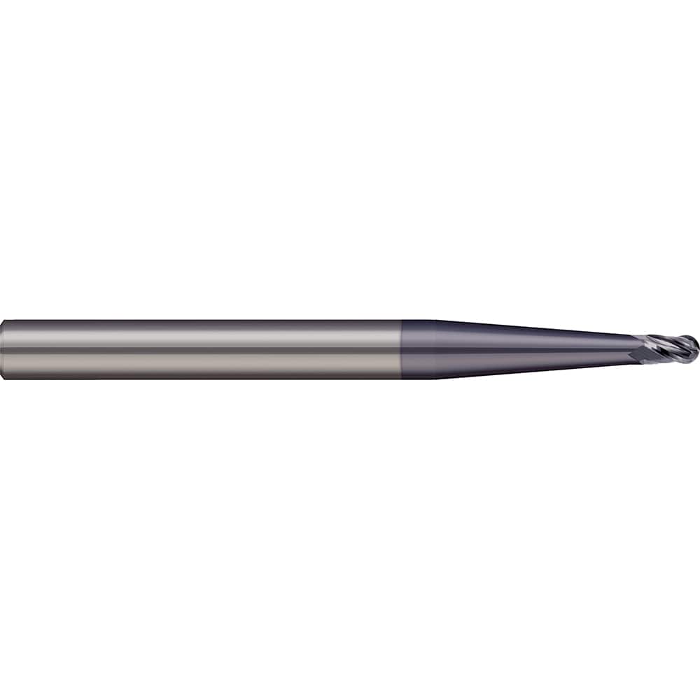 Micro 100 - Ball End Mills; Mill Diameter (mm): 4.00 ; Mill Diameter (Decimal Inch): 0.1575 ; Number of Flutes: 2 ; Length of Cut (mm): 18.0000 ; Length of Cut (Decimal Inch): 0.7087 ; Material: Solid Carbide - Exact Industrial Supply