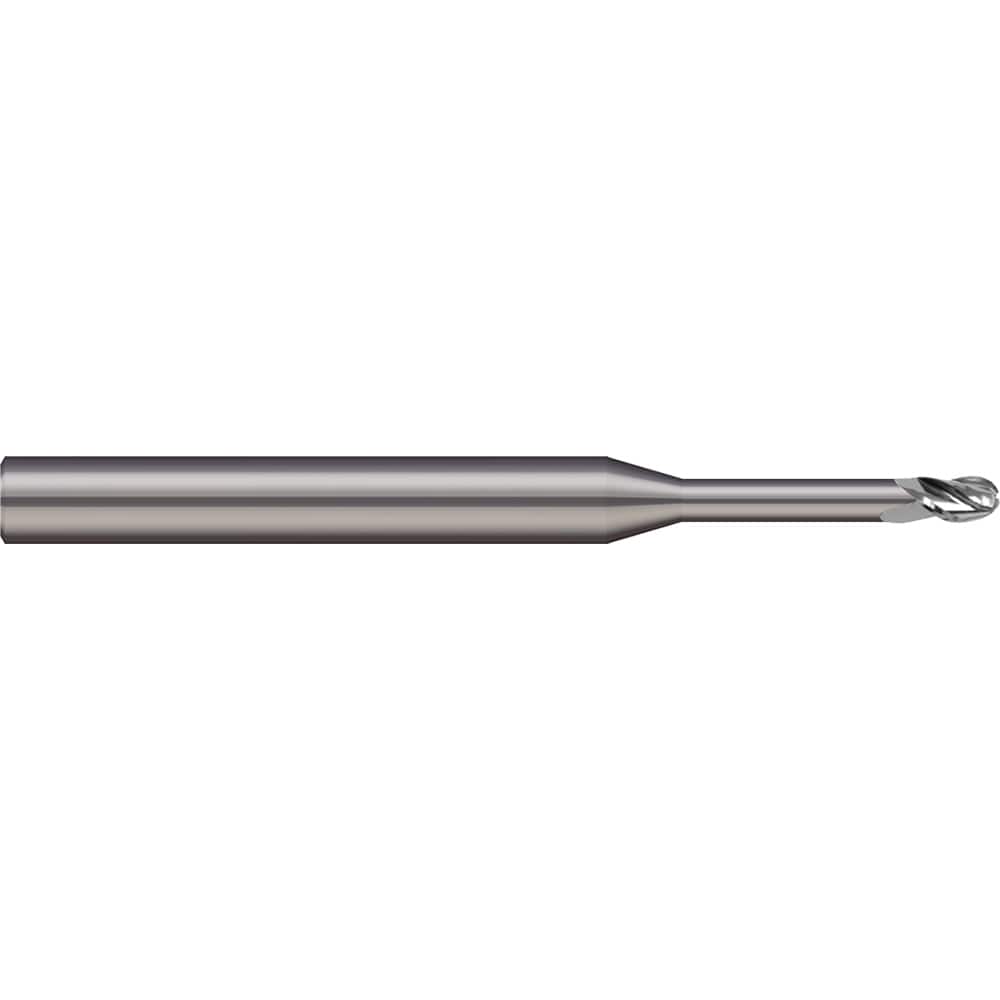 Micro 100 - Ball End Mills; Mill Diameter (mm): 1.50 ; Mill Diameter (Decimal Inch): 0.0591 ; Number of Flutes: 2 ; Length of Cut (mm): 2.2000 ; Length of Cut (Decimal Inch): 0.0866 ; Material: Solid Carbide - Exact Industrial Supply
