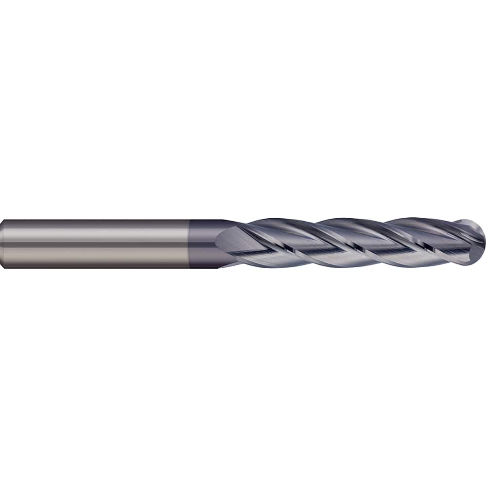 Micro 100 - Ball End Mills; Mill Diameter (mm): 25.00 ; Mill Diameter (Decimal Inch): 0.9843 ; Number of Flutes: 4 ; Length of Cut (mm): 75.0000 ; Length of Cut (Decimal Inch): 2.9528 ; Material: Solid Carbide - Exact Industrial Supply
