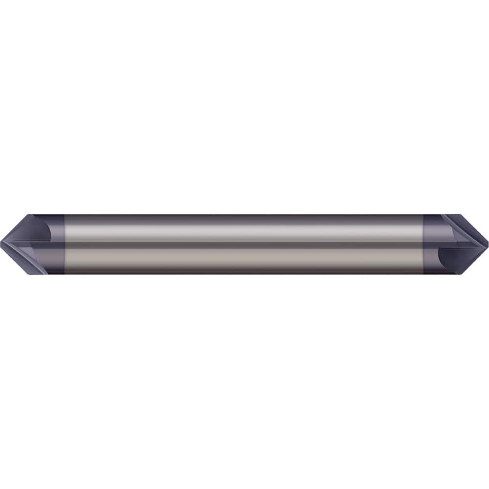 Micro 100 - 1/8" Diam 120°/60° 3-Flute Double End Solid Carbide Chamfer Mill - Exact Industrial Supply