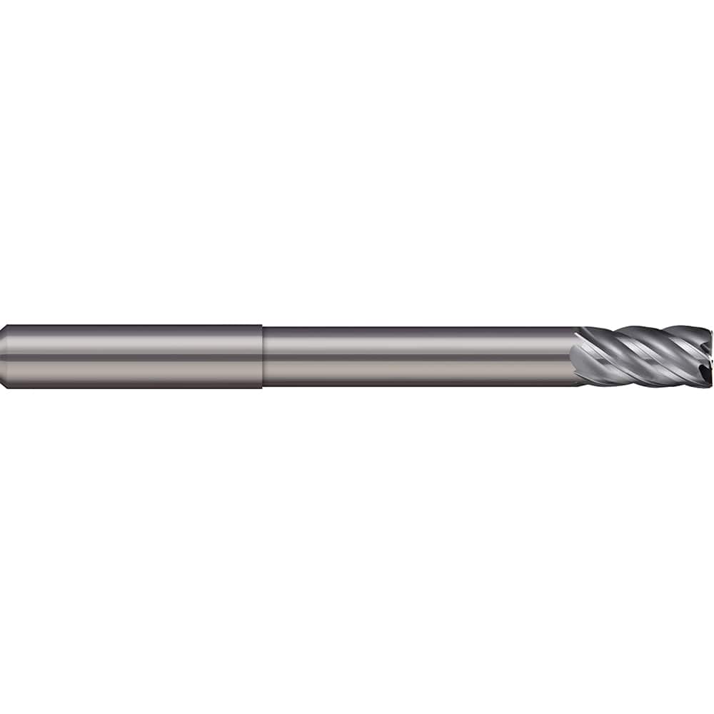 Corner Radius End Mill: 3/8″ Dia, 3/4″ LOC, 0.02″ Radius, 5 Flutes, Solid Carbide 4″ OAL, 3/8″ Shank Dia, 38 ° Helix, Bright/Uncoated, Corner Radius End