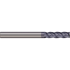 Corner Radius End Mill: 1/4″ Dia, 1-1/8″ LOC, 0.02″ Radius, 5 Flutes, Solid Carbide 3″ OAL, 1/4″ Shank Dia, 38 ° Helix, nACRo Coated, Corner Radius End