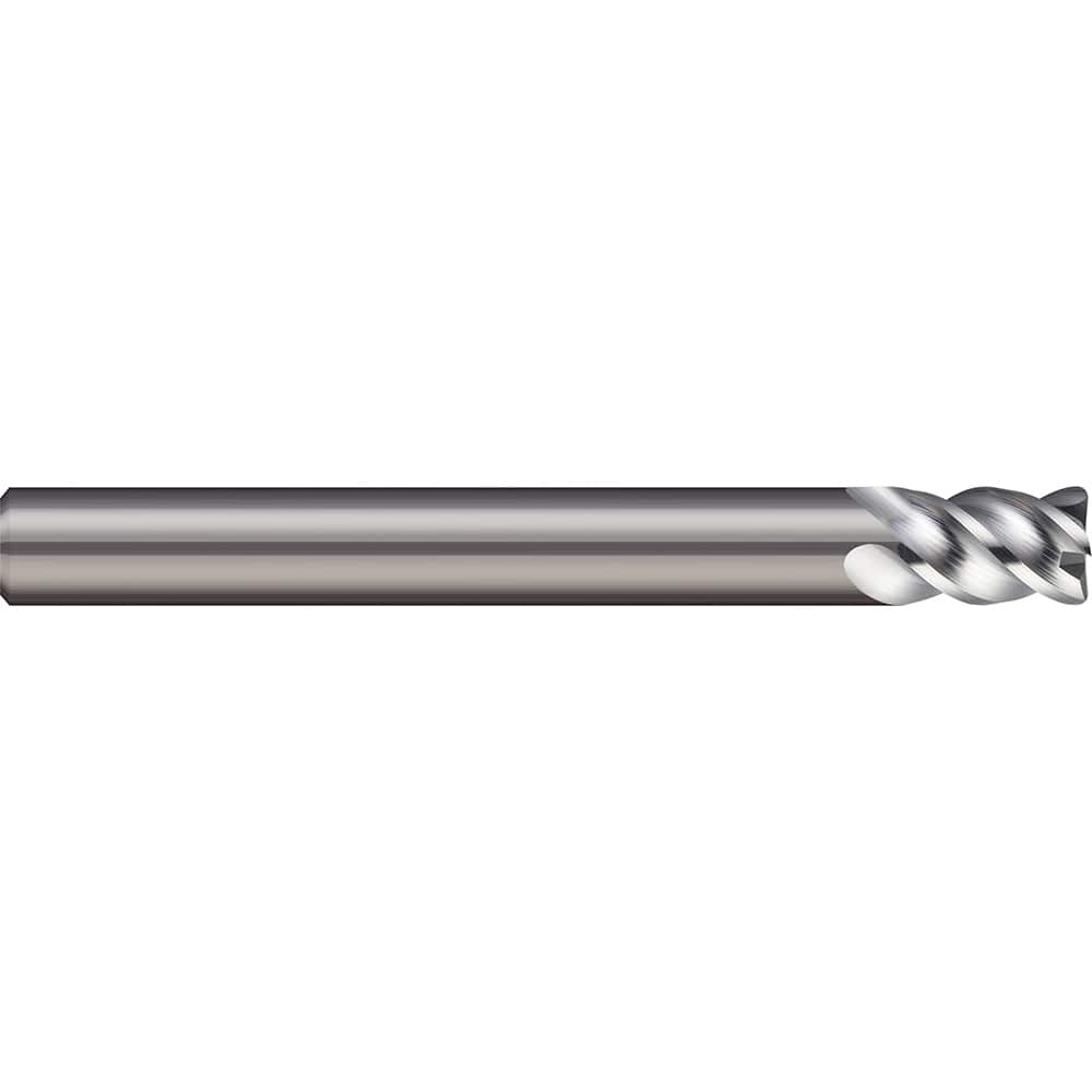 Corner Radius End Mill: 0.315″ Dia, 0.748″ LOC, 4 Flutes, Solid Carbide 45 ° Helix, Bright/Uncoated, Corner Radius End