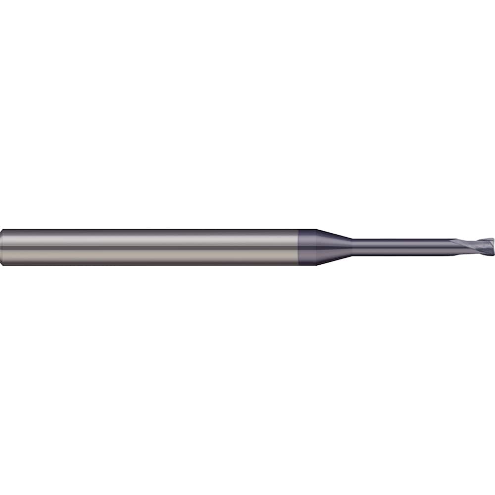 Corner Radius End Mill: 0.0315″ Dia, 0.0315″ LOC, 2 Flutes, Solid Carbide 30 ° Helix, AlTiN Coated, Corner Radius End