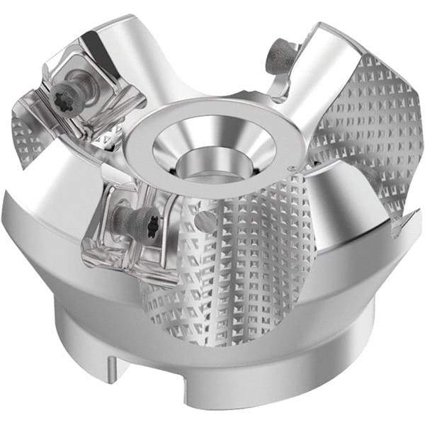 Seco - 2" Cut Diam, 3/4" Arbor Hole, 0.236" Max Depth of Cut, 48° Indexable Chamfer & Angle Face Mill - 4 Inserts, SN.. Insert, Right Hand Cut, 4 Flutes, Through Coolant, Series R220.54 - Americas Industrial Supply