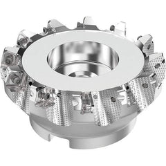 Seco - 5" Cut Diam, 1-1/2" Arbor Hole, 0.315" Max Depth of Cut, 71° Indexable Chamfer & Angle Face Mill - 12 Inserts, SN.. Insert, Right Hand Cut, 12 Flutes, Through Coolant, Series R220.56 - Americas Industrial Supply