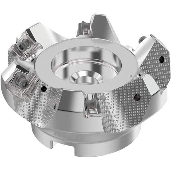 Seco - 3" Cut Diam, 1" Arbor Hole, 0.236" Max Depth of Cut, 48° Indexable Chamfer & Angle Face Mill - 6 Inserts, SN.. Insert, Right Hand Cut, 6 Flutes, Through Coolant, Series R220.54 - Americas Industrial Supply