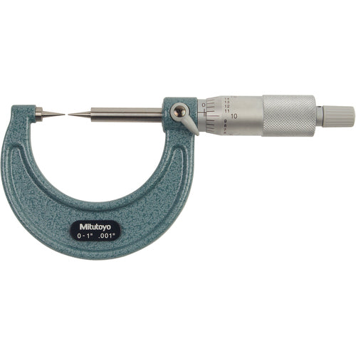0-1″ Measuring Range-0.001″ Graduation - Ratchet Thimble - High Speed Steel Face - Point Micrometer - Americas Industrial Supply