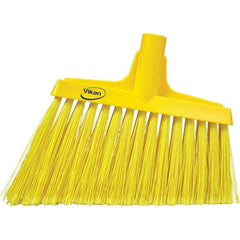 Vikan - 11-1/2" Wide, Yellow Polyester Bristles, Angled Broom - Flagged, Water Resistant - Americas Industrial Supply