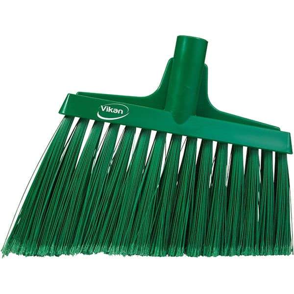 Vikan - 11-1/2" Wide, Green Polyester Bristles, Angled Broom - Flagged, Water Resistant - Americas Industrial Supply