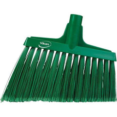 Vikan - 11-1/2" Wide, Green Polyester Bristles, Angled Broom - Flagged, Water Resistant - Americas Industrial Supply