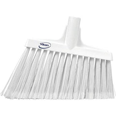 Vikan - 11-1/2" Wide, White Polyester Bristles, Angled Broom - Flagged, Water Resistant - Americas Industrial Supply