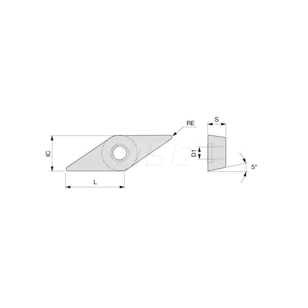 Turning Insert:  VBMT331PS T9225,  Solid Carbide TiCN, Al2O3 & TiN Finish,  Neutral,  3/8″ Inscribed Circle,  0.0160″ Corner Radius,  35.0 &deg N/A Diamond,  Series  VBMT