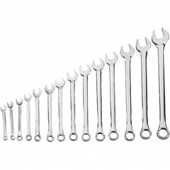 Blackhawk by Proto - 14 Piece, 5/16" to 1-1/4", 12 Point Combination Wrench - Inch Measurement Standard, Full Polish Finish, Comes in Vinyl Roll - Americas Industrial Supply