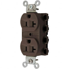 Hubbell Wiring Device-Kellems - 125V 20A NEMA 5-20R Specification Grade Brown Straight Blade Duplex Receptacle - Americas Industrial Supply