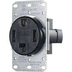 Hubbell Wiring Device-Kellems - 125/250 VAC 30A NEMA 14-30R Residential Grade Black Straight Blade Single Receptacle - Americas Industrial Supply