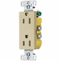 Hubbell Wiring Device-Kellems - 125V 15A NEMA 5-15R Residential Grade Ivory Straight Blade Duplex Receptacle - Americas Industrial Supply