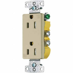 Hubbell Wiring Device-Kellems - 125V 15A NEMA 5-15R Residential Grade Ivory Straight Blade Duplex Receptacle - Americas Industrial Supply