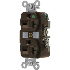 Hubbell Wiring Device-Kellems - 250 VAC 20A NEMA 6-20R Hospital Grade Brown Straight Blade Duplex Receptacle - Americas Industrial Supply