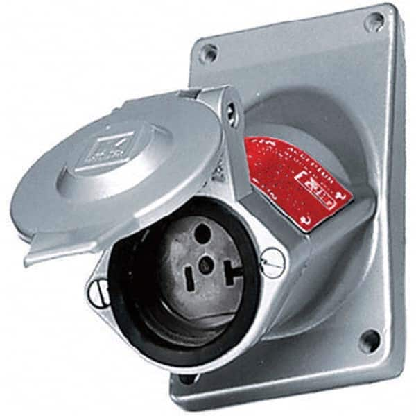 Hubbell Wiring Device-Kellems - 125V 20A NEMA 5-20R Industrial Grade Metallic Straight Blade Single Receptacle - Americas Industrial Supply