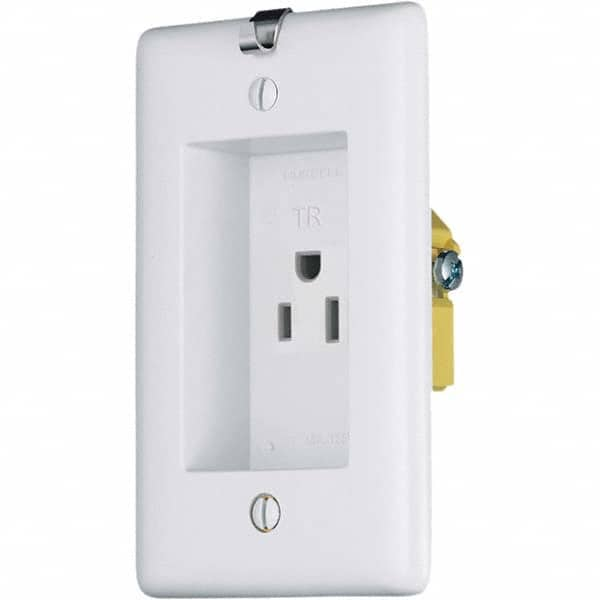 Hubbell Wiring Device-Kellems - 125V 15A NEMA 5-15R Residential Grade White Straight Blade Single Receptacle - Americas Industrial Supply