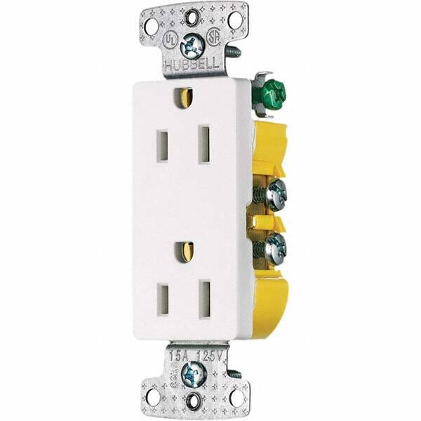 Hubbell Wiring Device-Kellems - 125V 15A NEMA 5-15R Residential Grade White Straight Blade Duplex Receptacle - Americas Industrial Supply