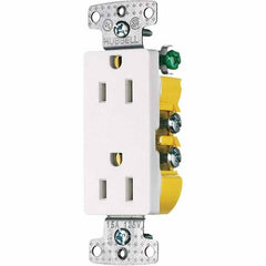 Hubbell Wiring Device-Kellems - 125V 15A NEMA 5-15R Residential Grade White Straight Blade Duplex Receptacle - Americas Industrial Supply