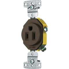 Hubbell Wiring Device-Kellems - 125V 15A NEMA 5-15R Residential Grade Brown Straight Blade Single Receptacle - Americas Industrial Supply