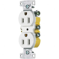 Hubbell Wiring Device-Kellems - 125V 15A NEMA 5-15R Residential Grade White Straight Blade Duplex Receptacle - Americas Industrial Supply