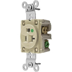 Hubbell Wiring Device-Kellems - 125V 20A NEMA 5-20R Hospital Grade Ivory Straight Blade Single Receptacle - Americas Industrial Supply