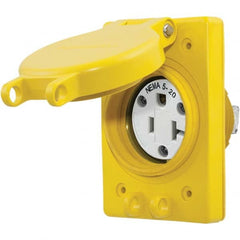 Hubbell Wiring Device-Kellems - 125V 20A NEMA 5-20R Industrial Grade Yellow Straight Blade Single Receptacle - Americas Industrial Supply