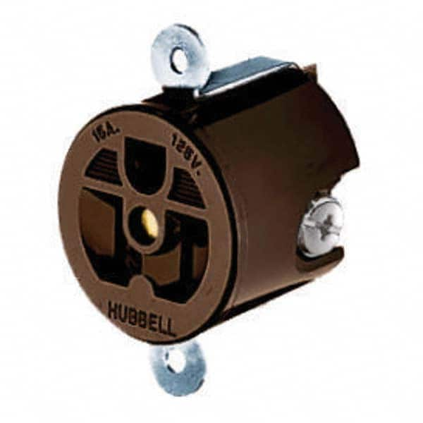 Hubbell Wiring Device-Kellems - 125V 15A NEMA 5-15R Industrial Grade Brown Straight Blade Single Receptacle - Americas Industrial Supply