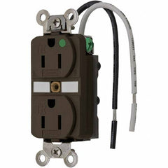 Hubbell Wiring Device-Kellems - 125V 15A NEMA 5-15R Hospital Grade Brown Straight Blade Duplex Receptacle - Americas Industrial Supply