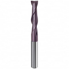 Square End Mill: 5/16'' Dia, 1-1/8'' LOC, 5/16'' Shank Dia, 3'' OAL, 2 Flutes, Solid Carbide Single End, FIREX Finish, Helical Flute, Centercutting, RH Cut, RH Flute, Series 19953