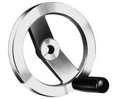 Value Collection - 6.3", 2 Spoke Handwheel with Revolving Handle - 1.42" Hub, Aluminum, Polished Finish - Americas Industrial Supply